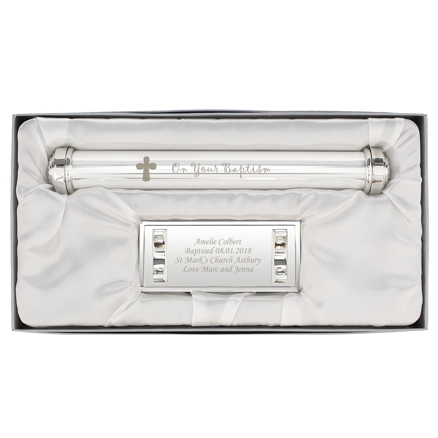 Personalised Baptism Silver Plated Certificate Holder - MK&JD Gifts