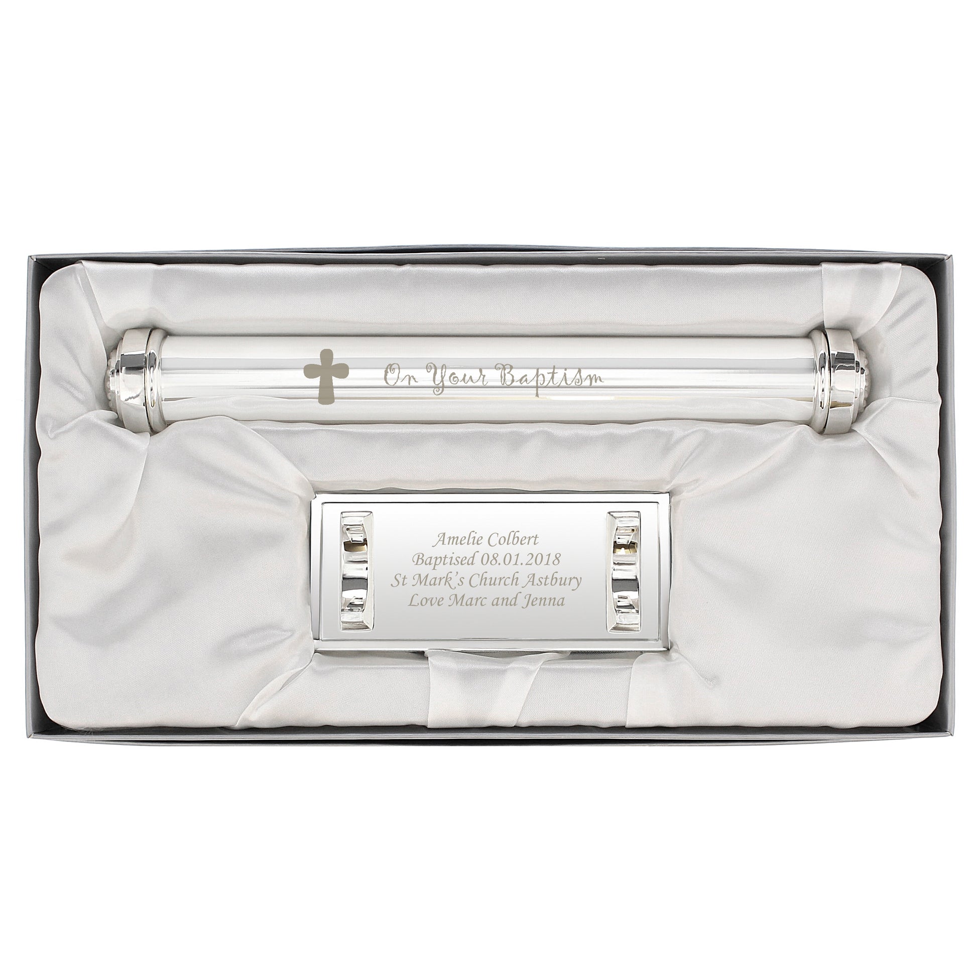 Personalised Baptism Silver Plated Certificate Holder - MK&JD Gifts