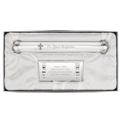 Personalised Baptism Silver Plated Certificate Holder - MK&JD Gifts