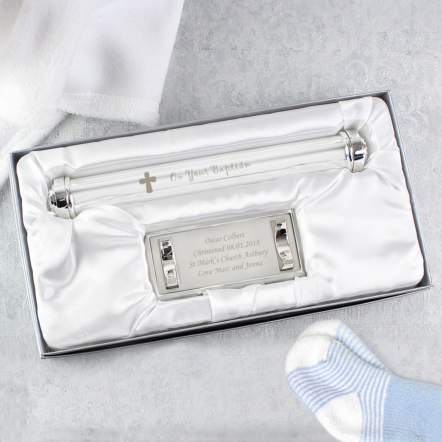 Personalised Baptism Silver Plated Certificate Holder - MK&JD Gifts