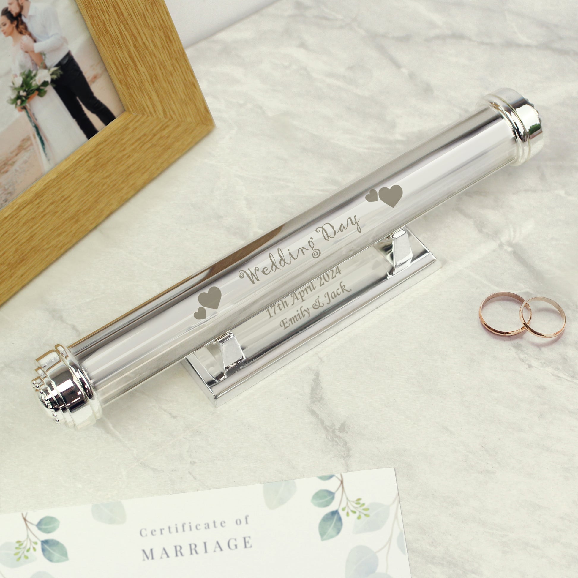 Personalised Wedding Day Silver Plated Certificate Holder - MK&JD Gifts