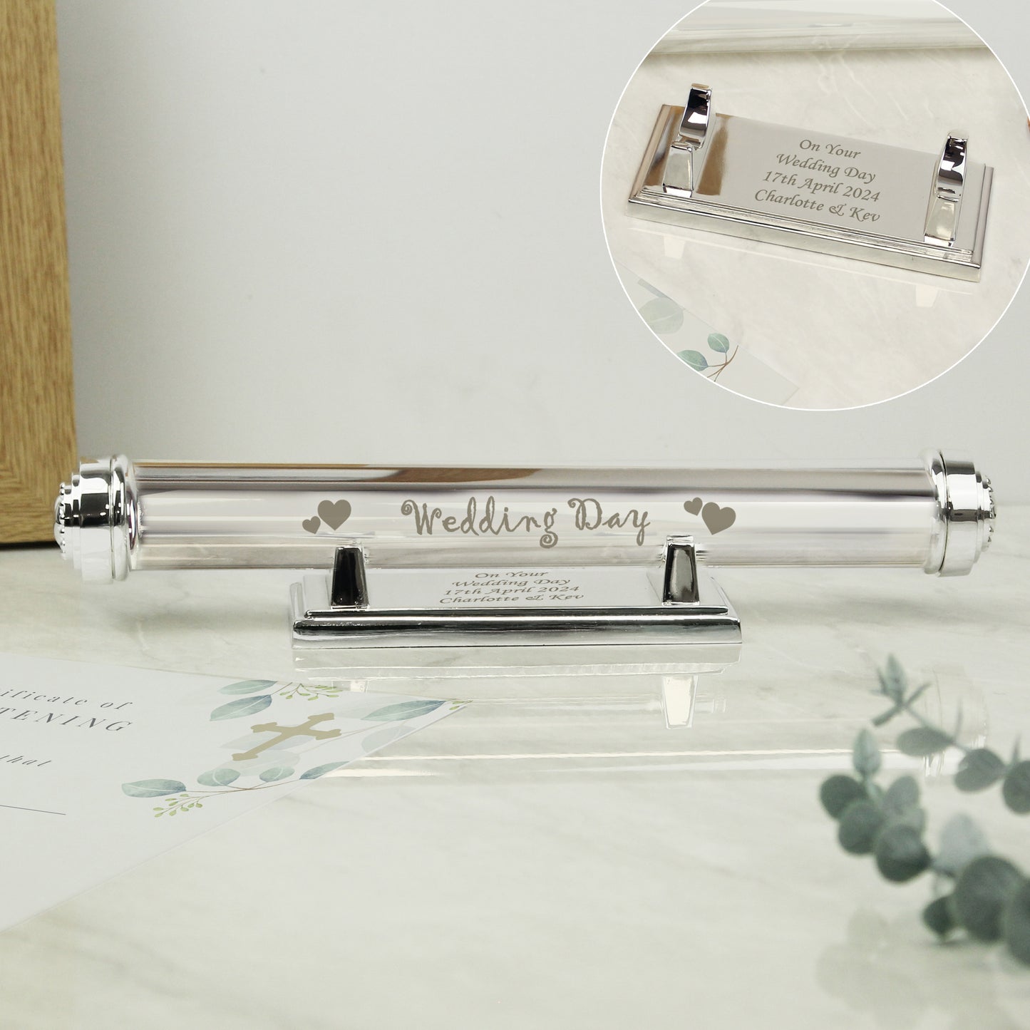 Personalised Wedding Day Silver Plated Certificate Holder - MK&JD Gifts
