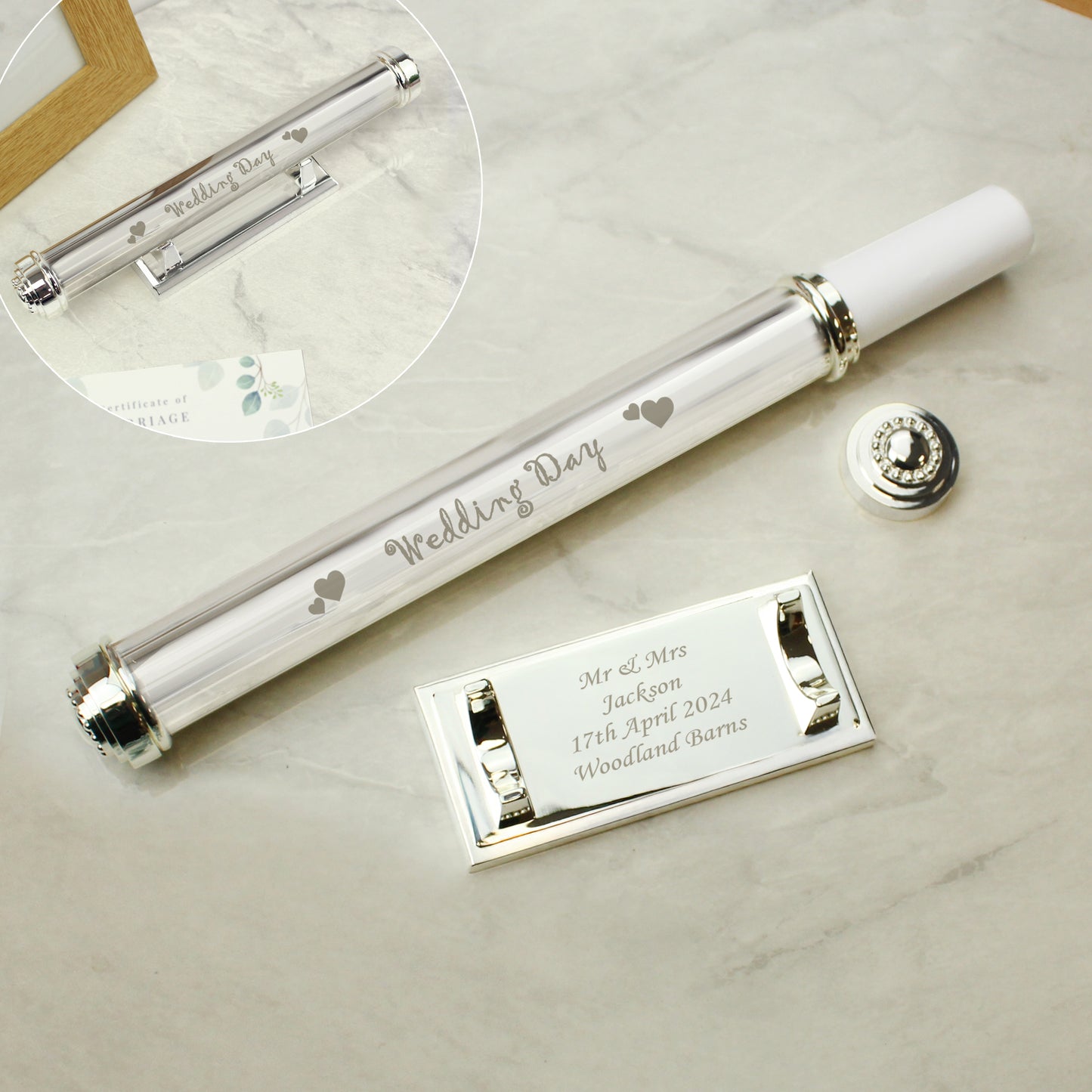 Personalised Wedding Day Silver Plated Certificate Holder - MK&JD Gifts