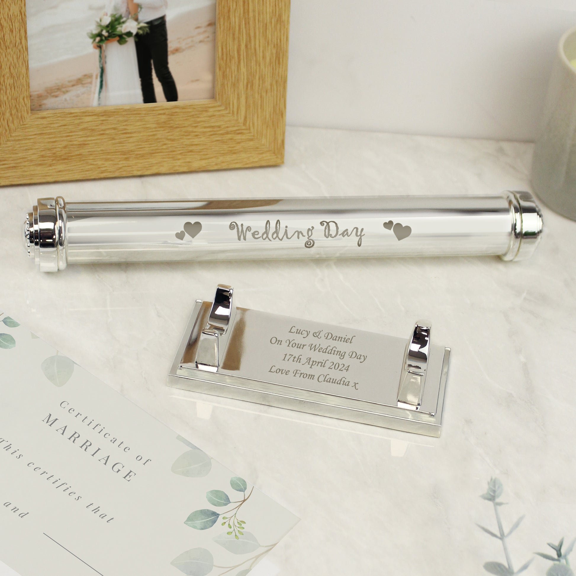 Personalised Wedding Day Silver Plated Certificate Holder - MK&JD Gifts