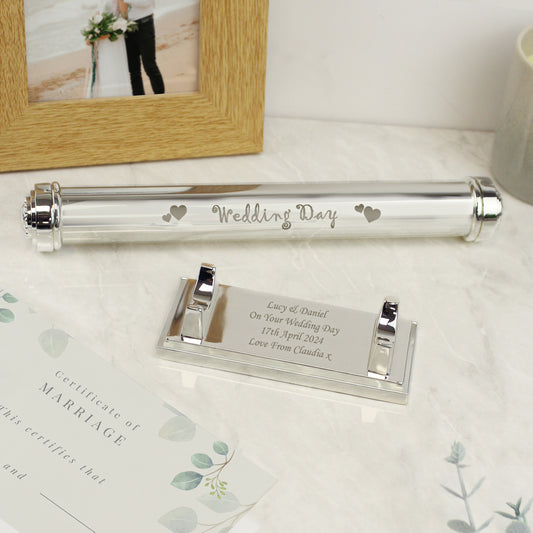 Personalised Wedding Day Silver Plated Certificate Holder - MK&JD Gifts
