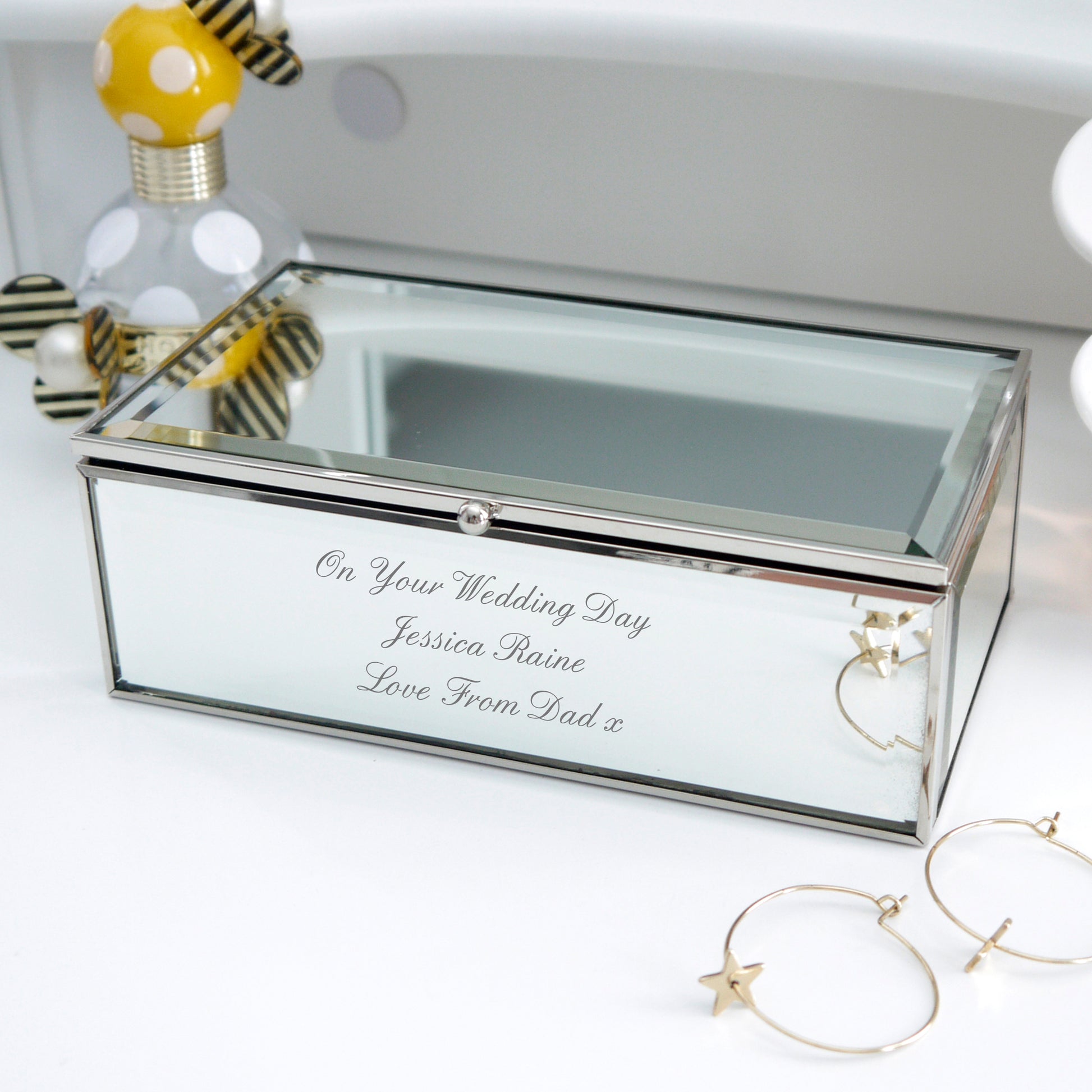 Personalised Any Message Mirrored Jewellery Box - MK&JD Gifts