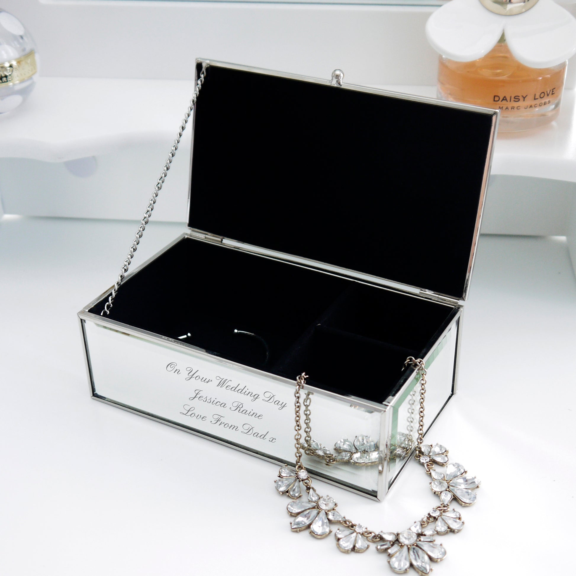 Personalised Any Message Mirrored Jewellery Box - MK&JD Gifts