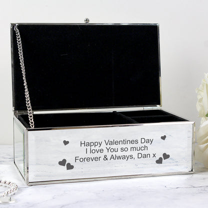 Personalised Hearts Mirrored Jewellery Box - MK&JD Gifts