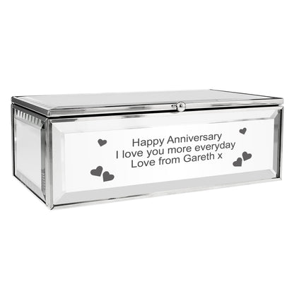 Personalised Hearts Mirrored Jewellery Box - MK&JD Gifts