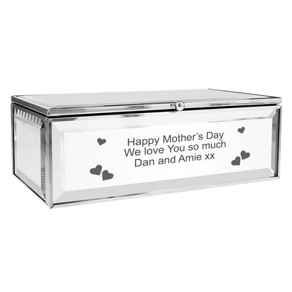 Personalised Hearts Mirrored Jewellery Box - MK&JD Gifts