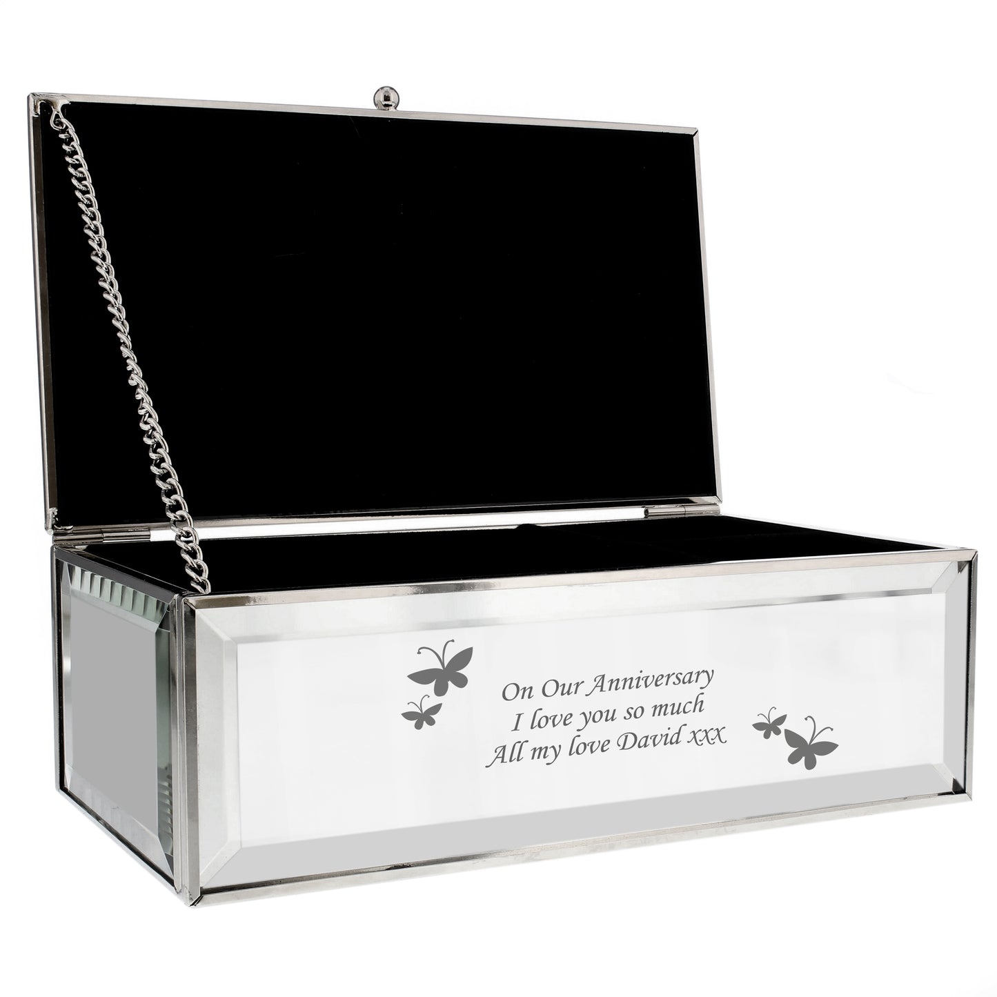 Personalised Butterflies Mirrored Jewellery Box - MK&JD Gifts
