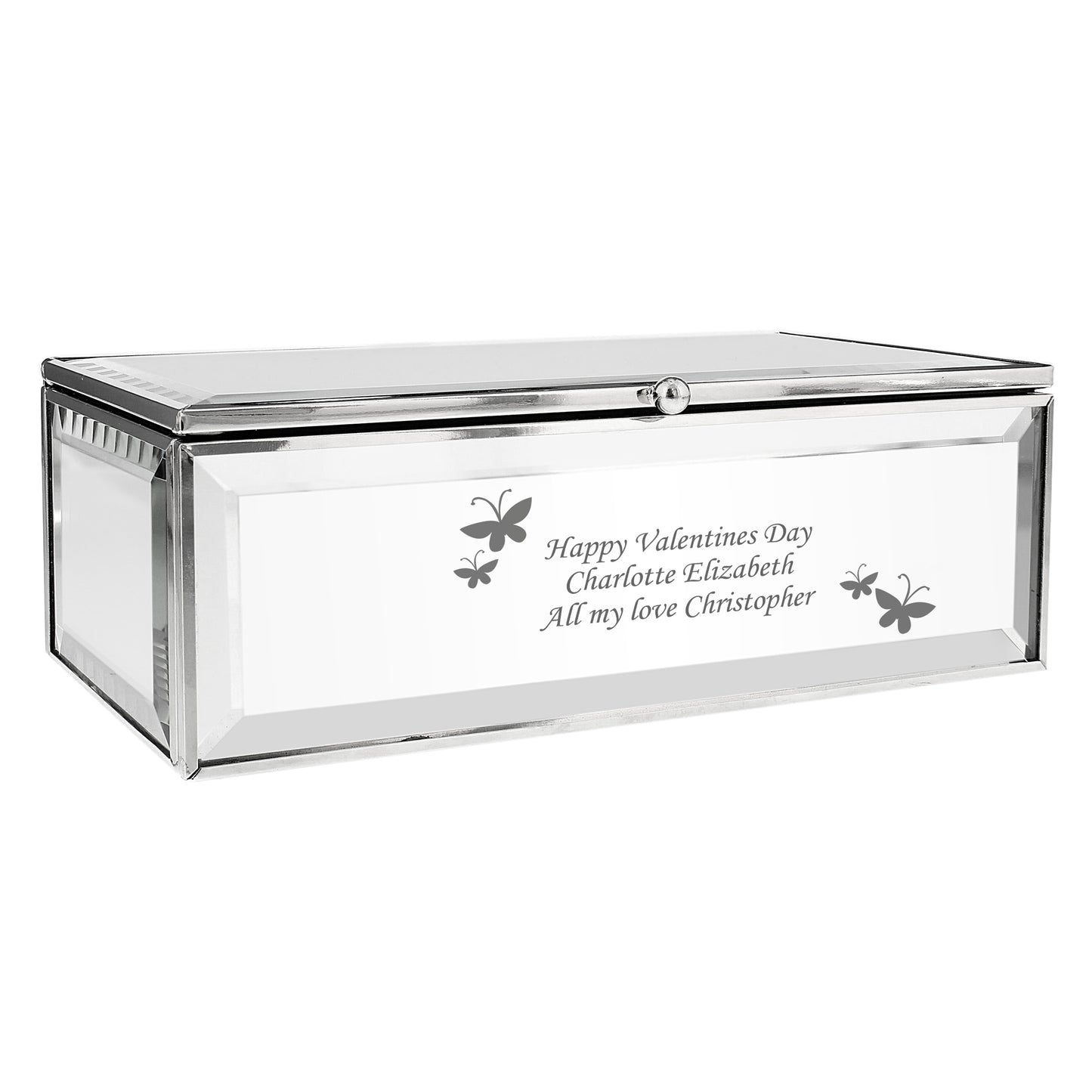 Personalised Butterflies Mirrored Jewellery Box - MK&JD Gifts