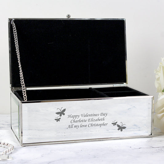 Personalised Butterflies Mirrored Jewellery Box - MK&JD Gifts