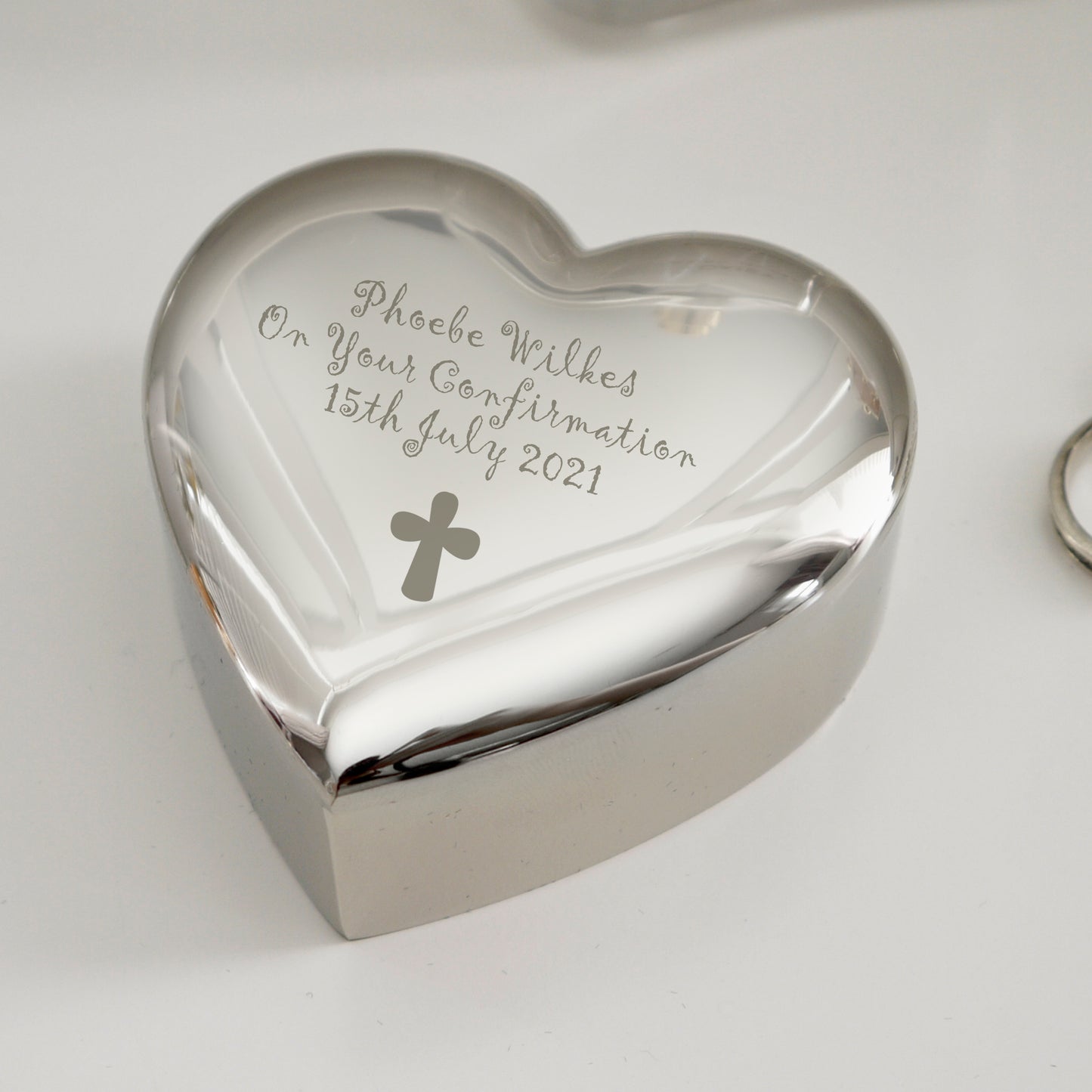 Personalised Cross Heart Trinket Box