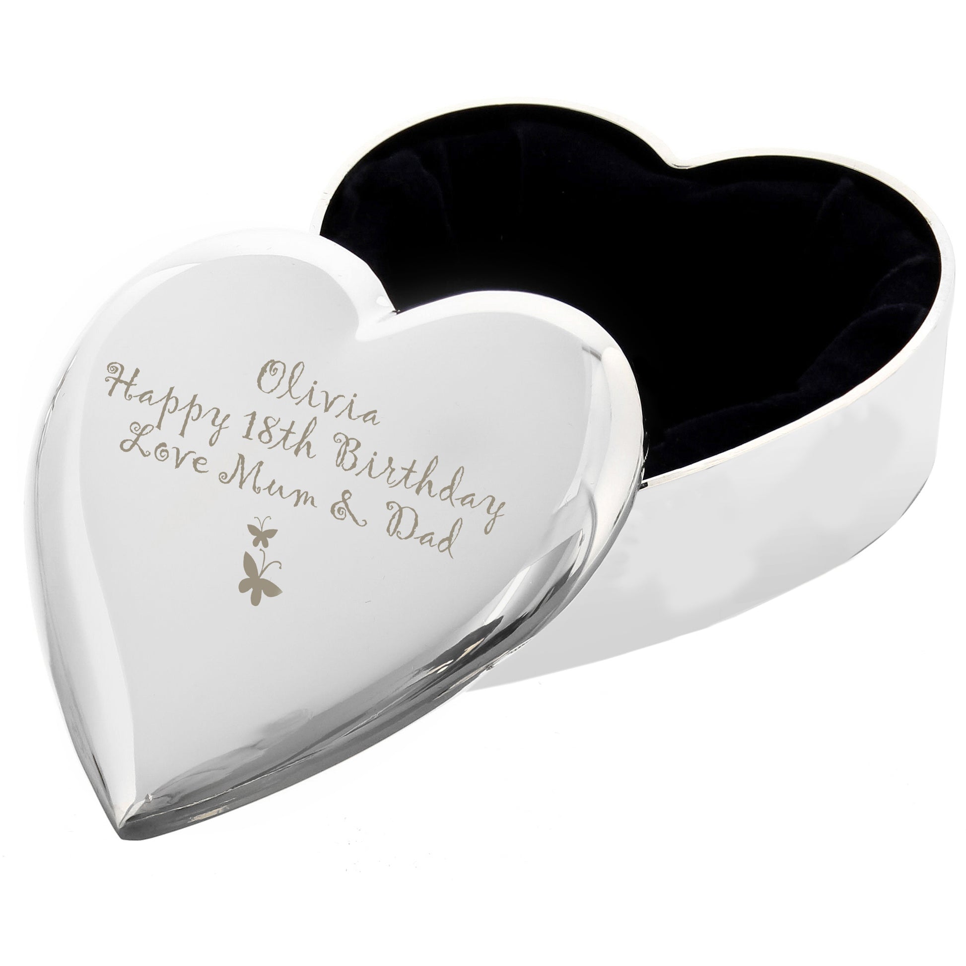 Personalised Butterfly Heart Trinket Box - MK&JD Gifts