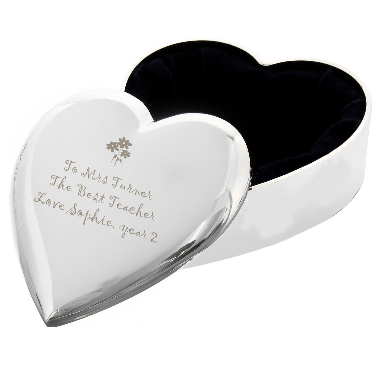 Personalised Teacher Heart Flowers Trinket Box - MK&JD Gifts