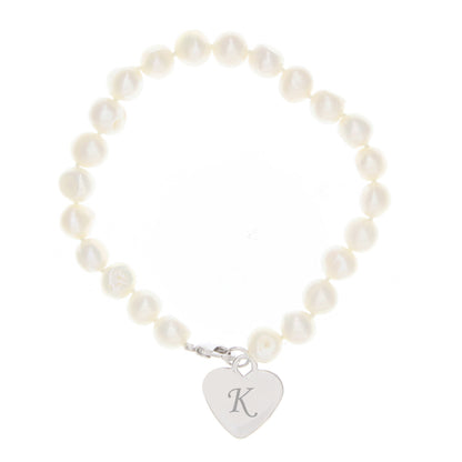 Personalised White Freshwater Scripted Initial Pearl Bracelet - MK&JD Gifts