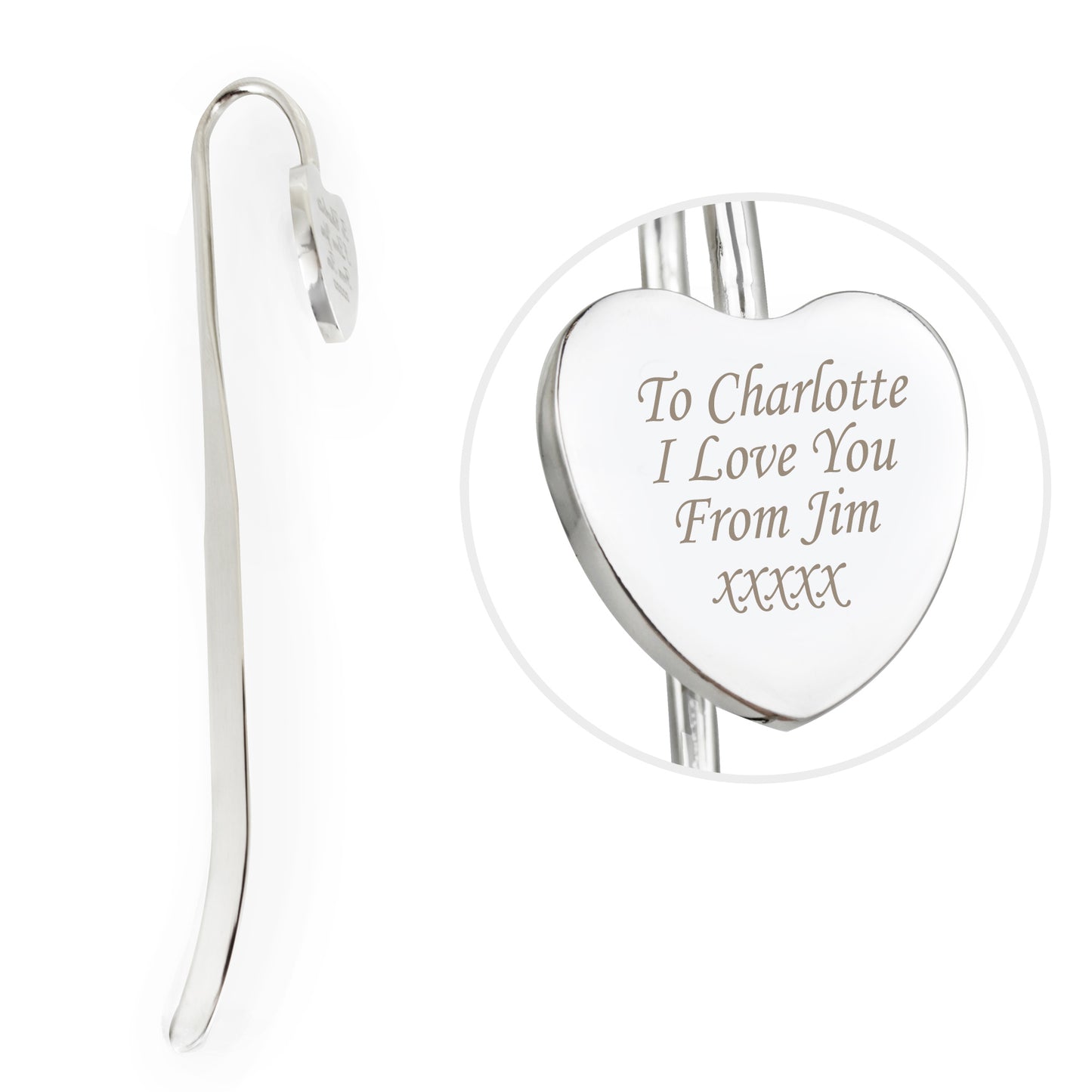 Personalised Silver Heart Bookmark - MK&JD Gifts