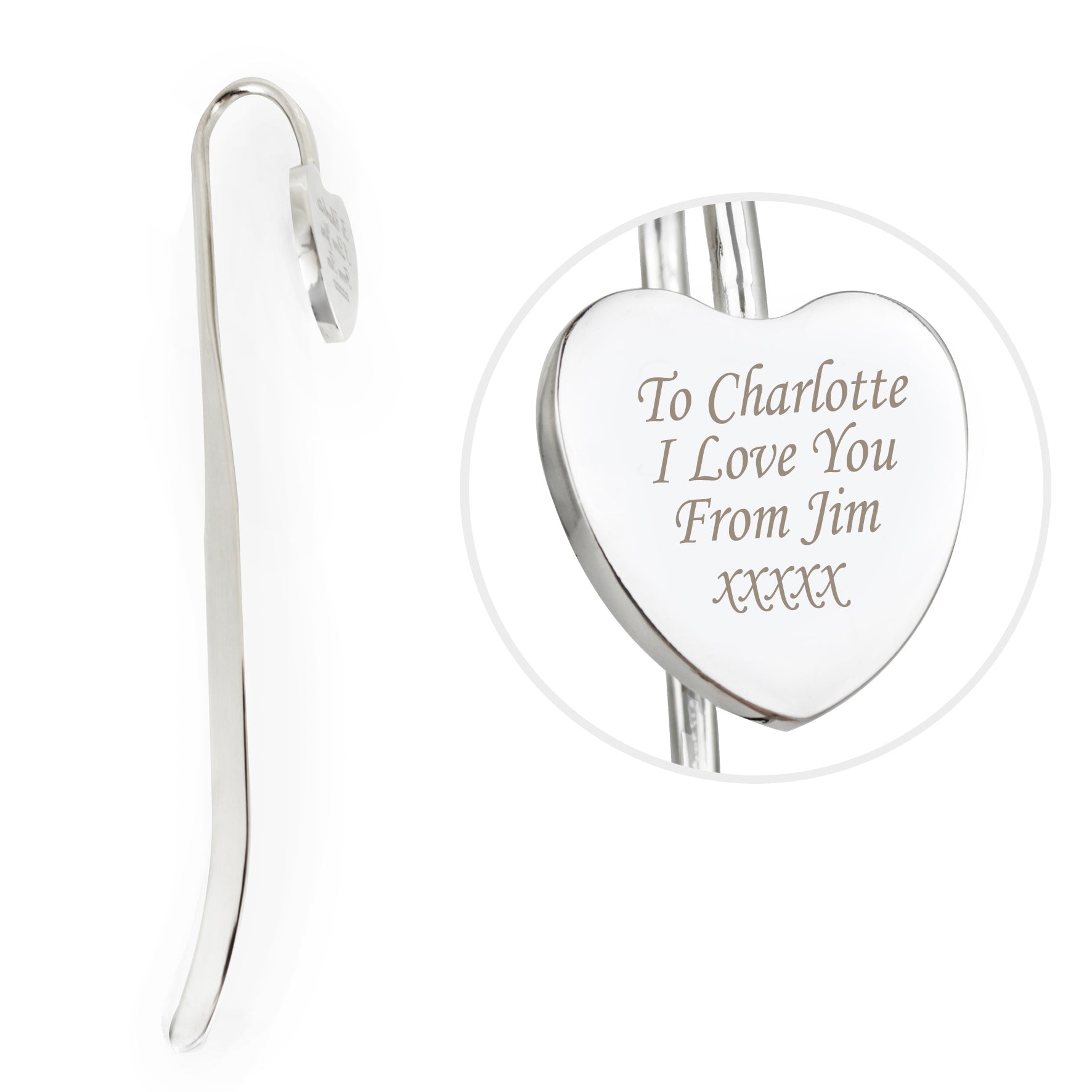 Personalised Silver Heart Bookmark - MK&JD Gifts