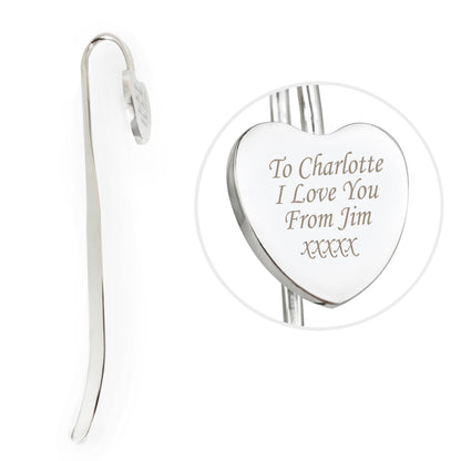Personalised Silver Heart Bookmark - MK&JD Gifts