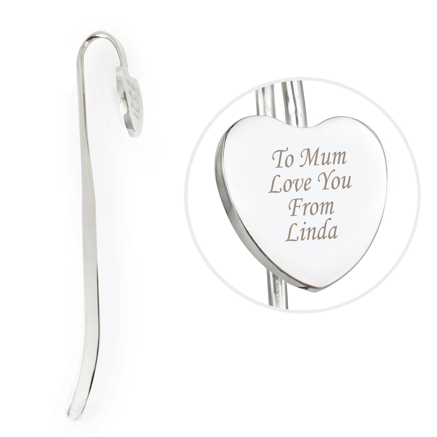 Personalised Silver Heart Bookmark - MK&JD Gifts