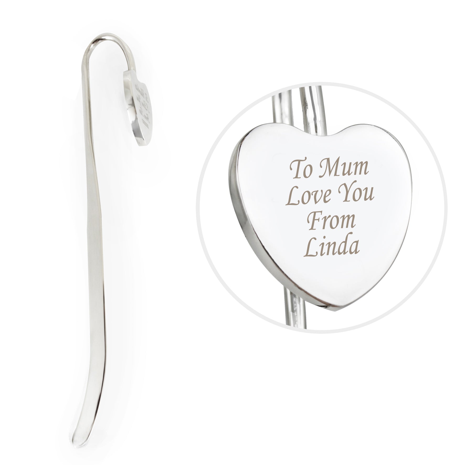 Personalised Silver Heart Bookmark - MK&JD Gifts