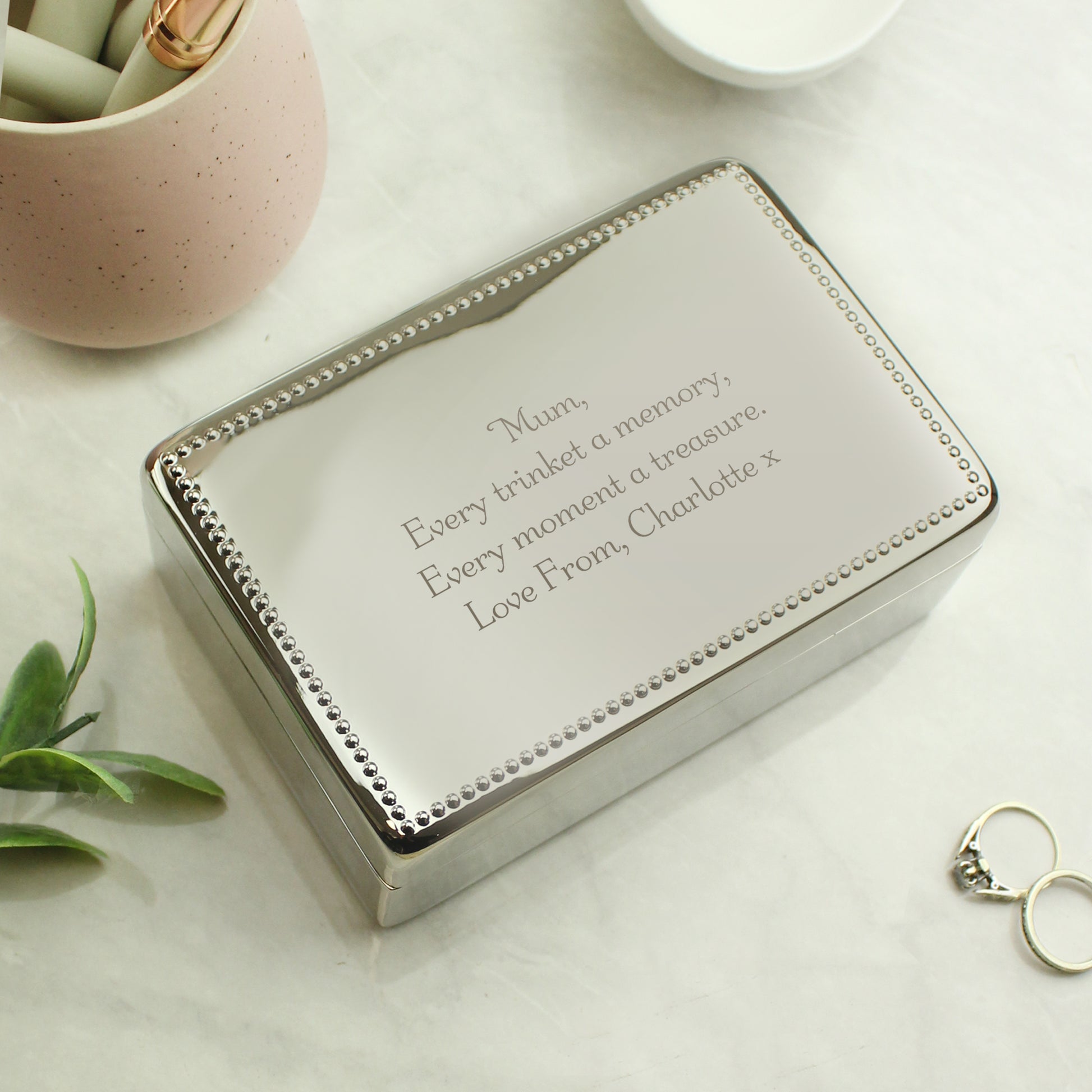 Personalised Any Message Rectangular Jewellery Box - MK&JD Gifts