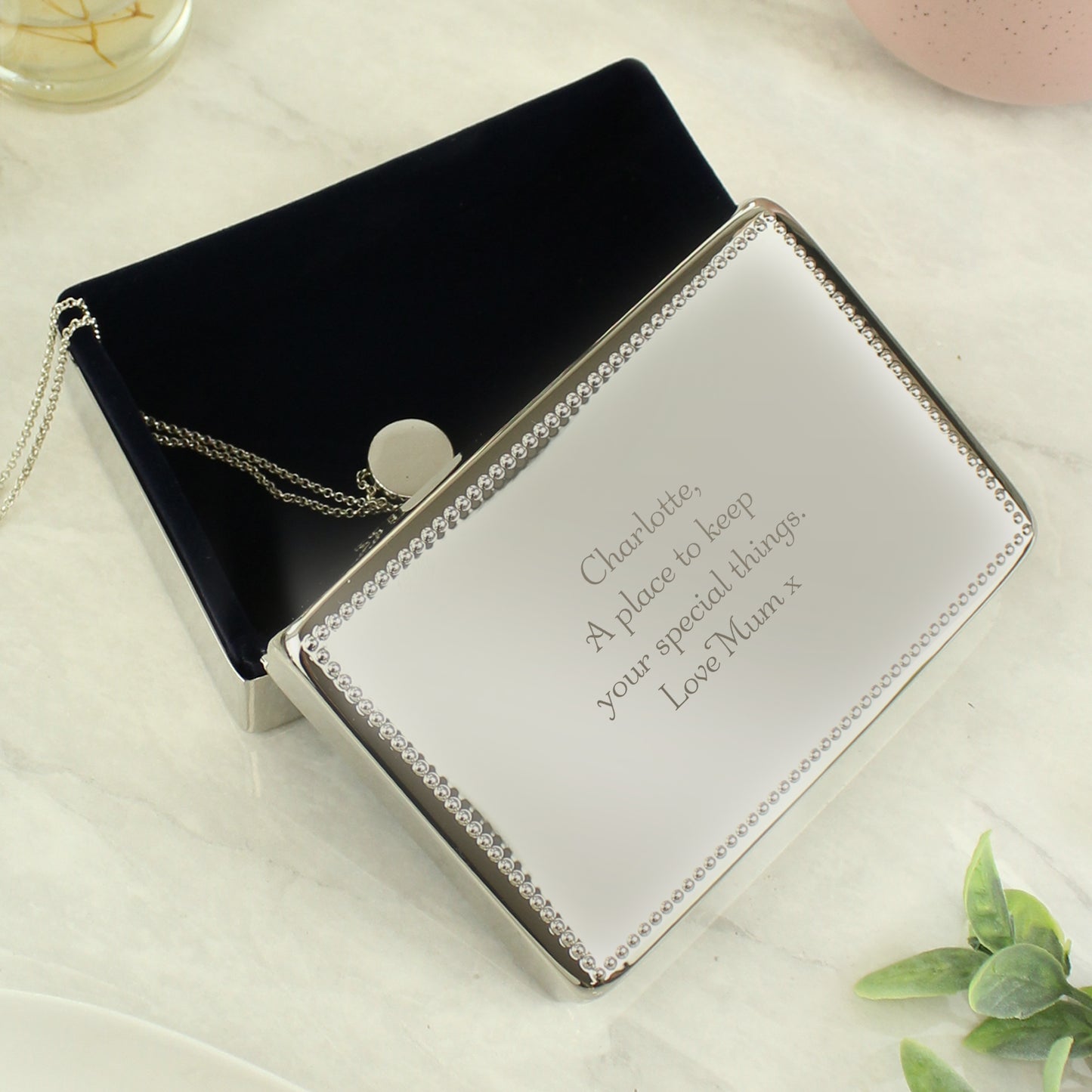 Personalised Any Message Rectangular Jewellery Box - MK&JD Gifts