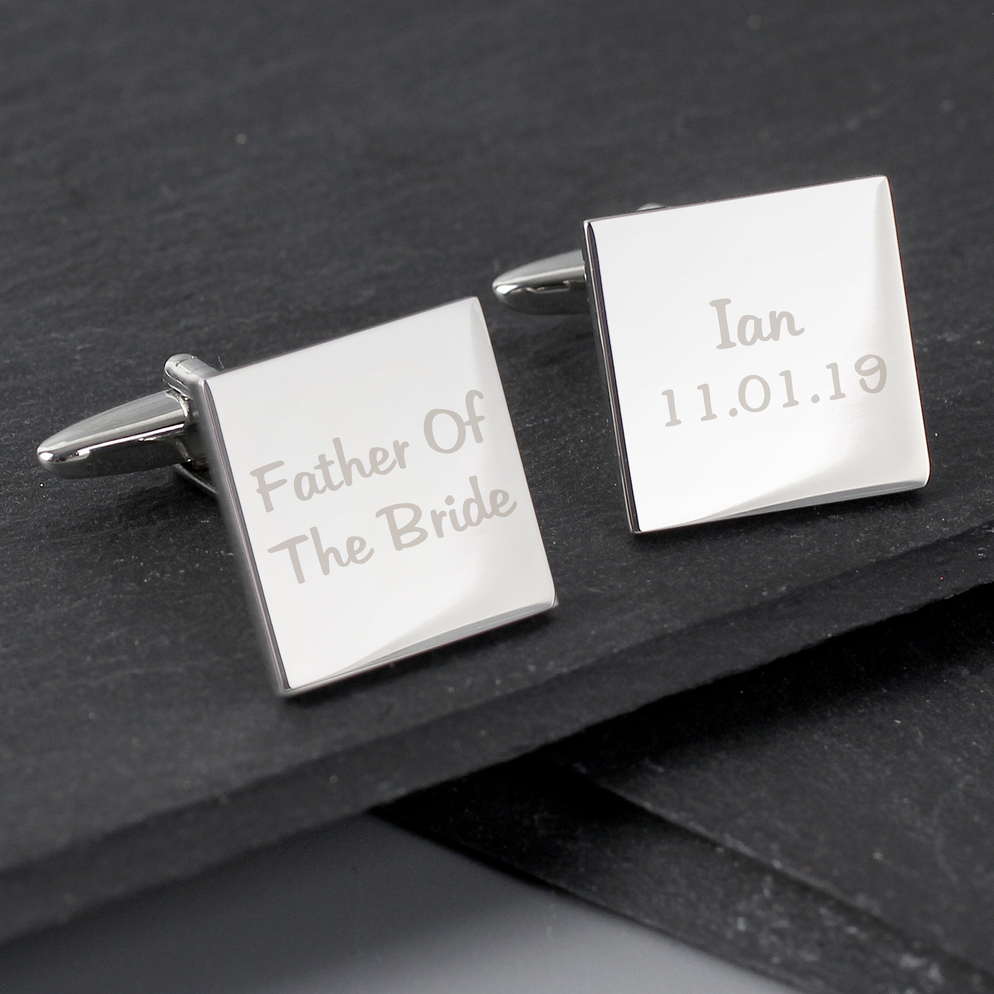 Personalised Wedding Role Square Cufflinks - 2 line - MK&JD Gifts