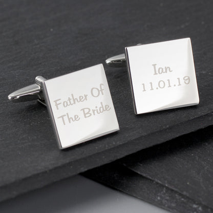 Personalised Wedding Role Square Cufflinks - 2 line - MK&JD Gifts