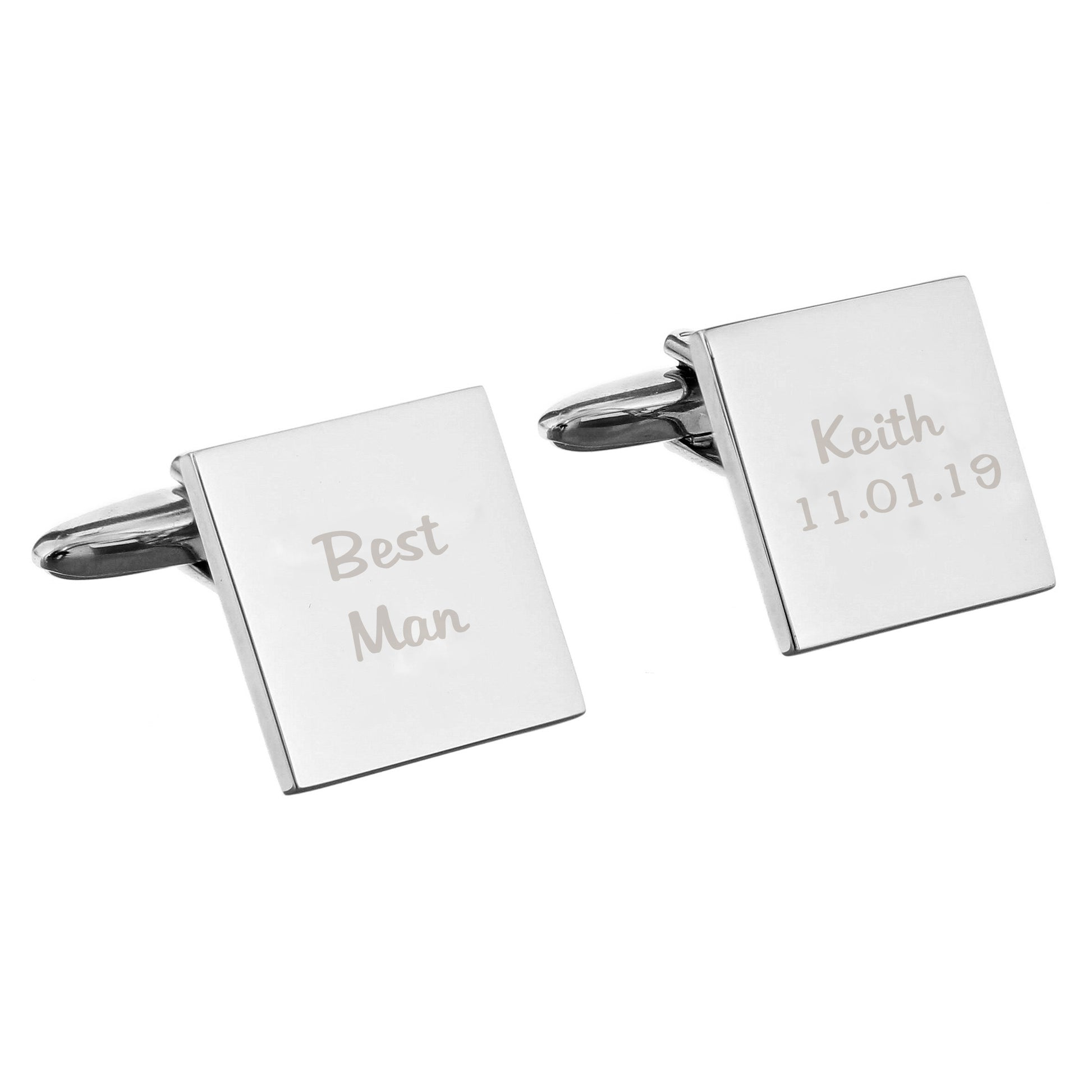 Personalised Wedding Role Square Cufflinks - 2 line - MK&JD Gifts