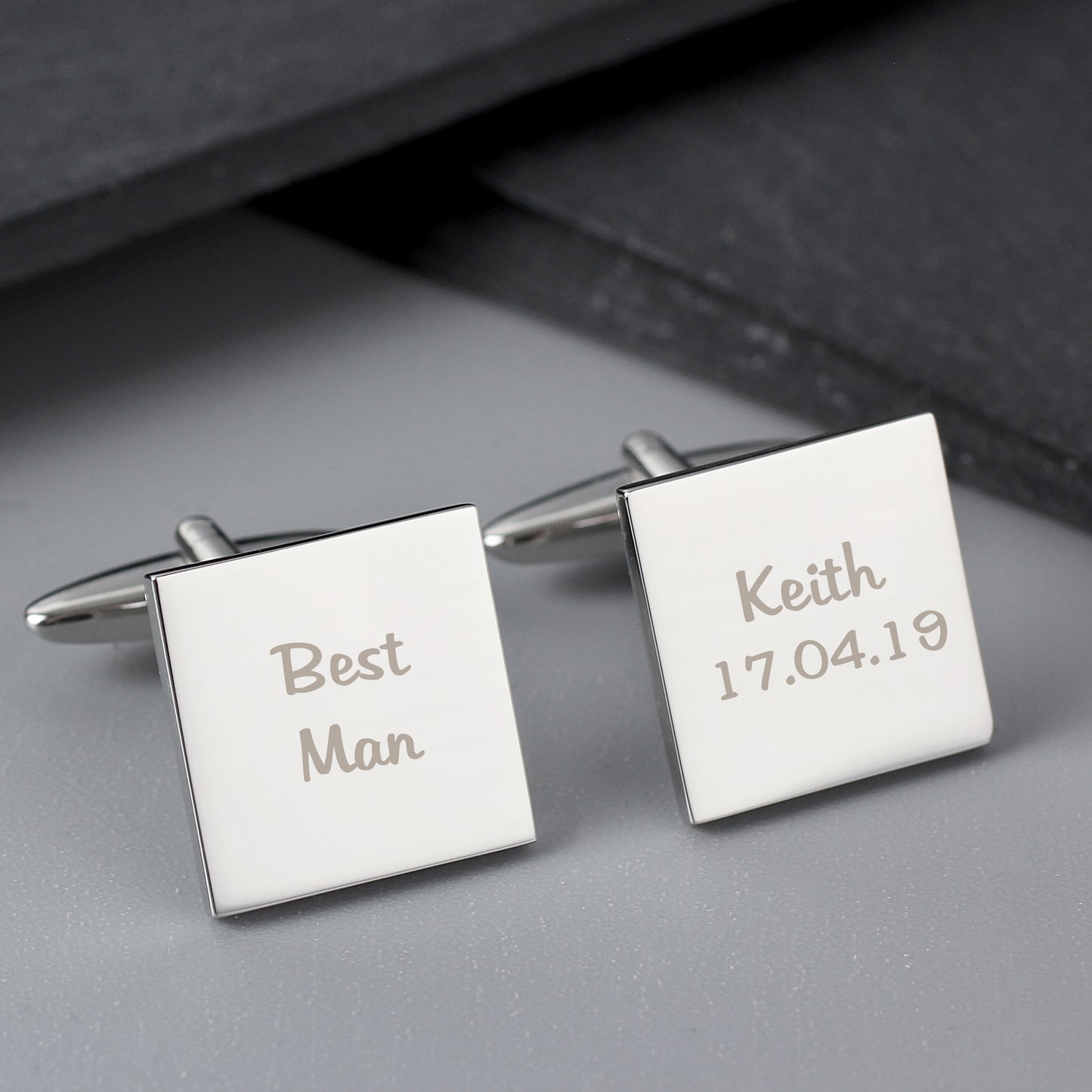 Personalised Wedding Role Square Cufflinks - 2 line - MK&JD Gifts