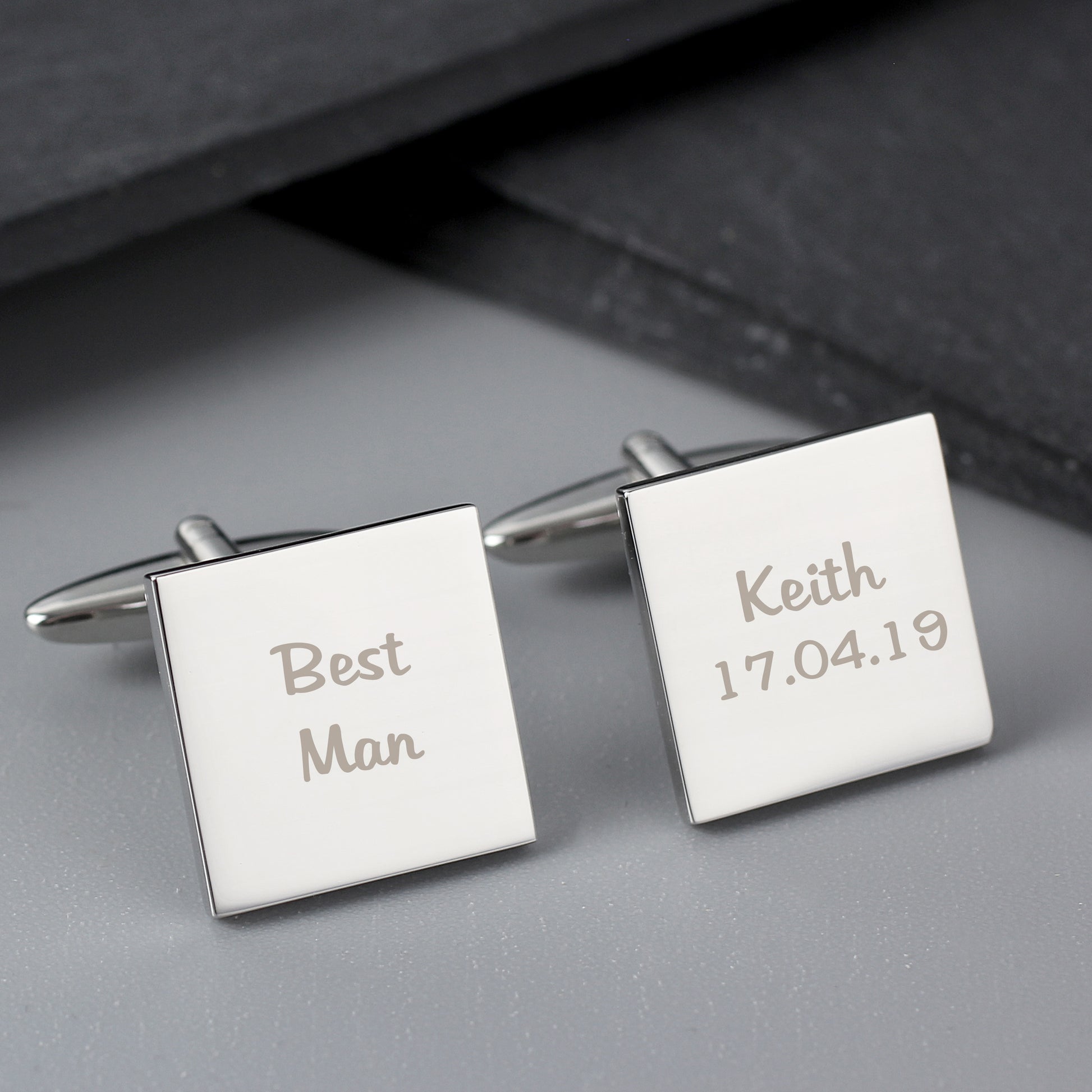 Personalised Wedding Role Square Cufflinks - 2 line - MK&JD Gifts