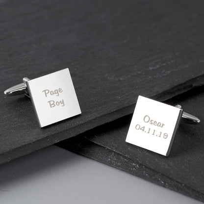 Personalised Wedding Role Square Cufflinks - 2 line - MK&JD Gifts