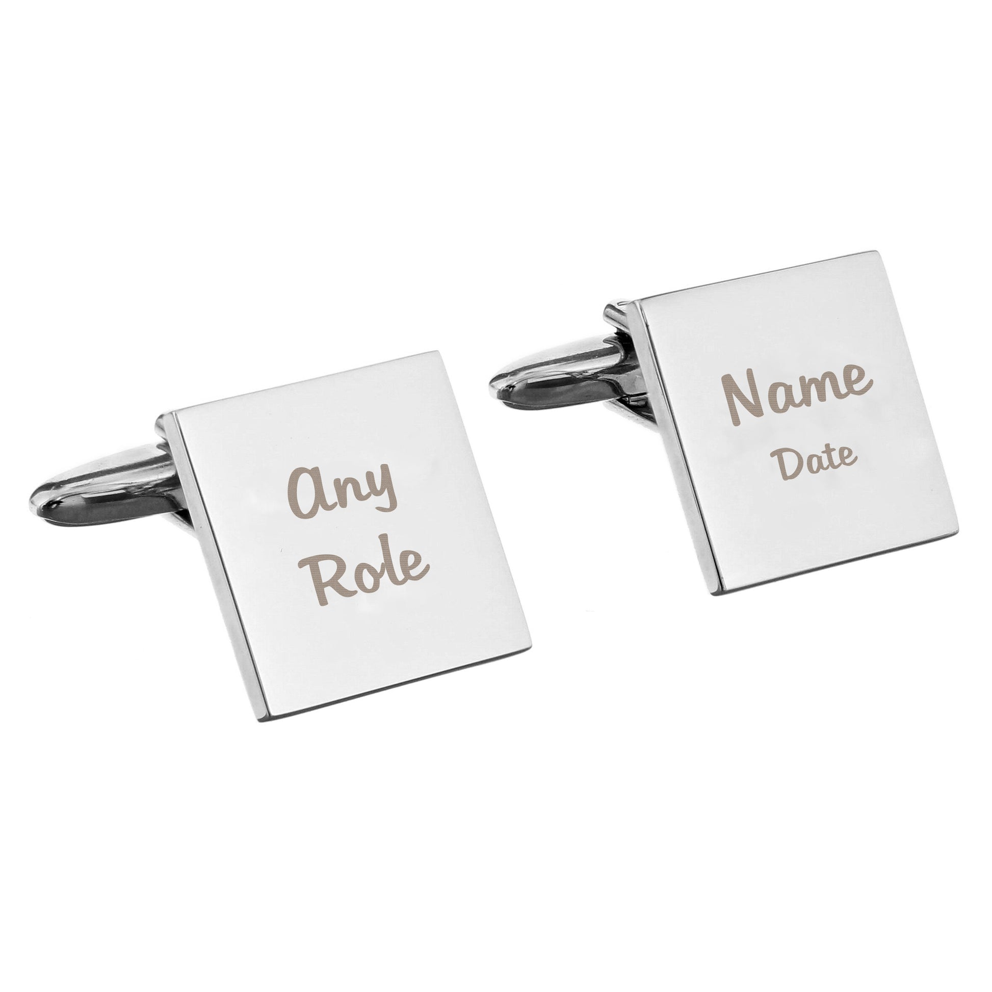 Personalised Wedding Role Square Cufflinks - 2 line - MK&JD Gifts