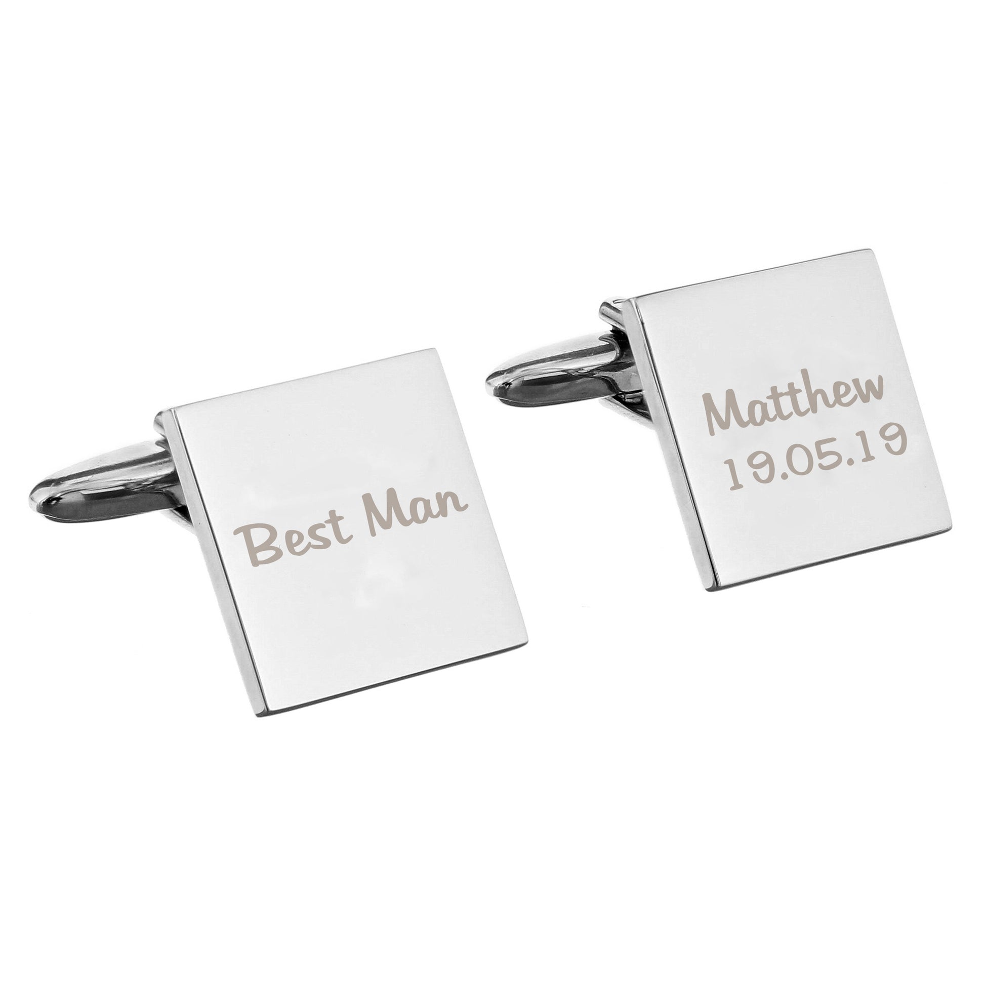Personalised Wedding Role Square Cufflinks -1 line - MK&JD Gifts