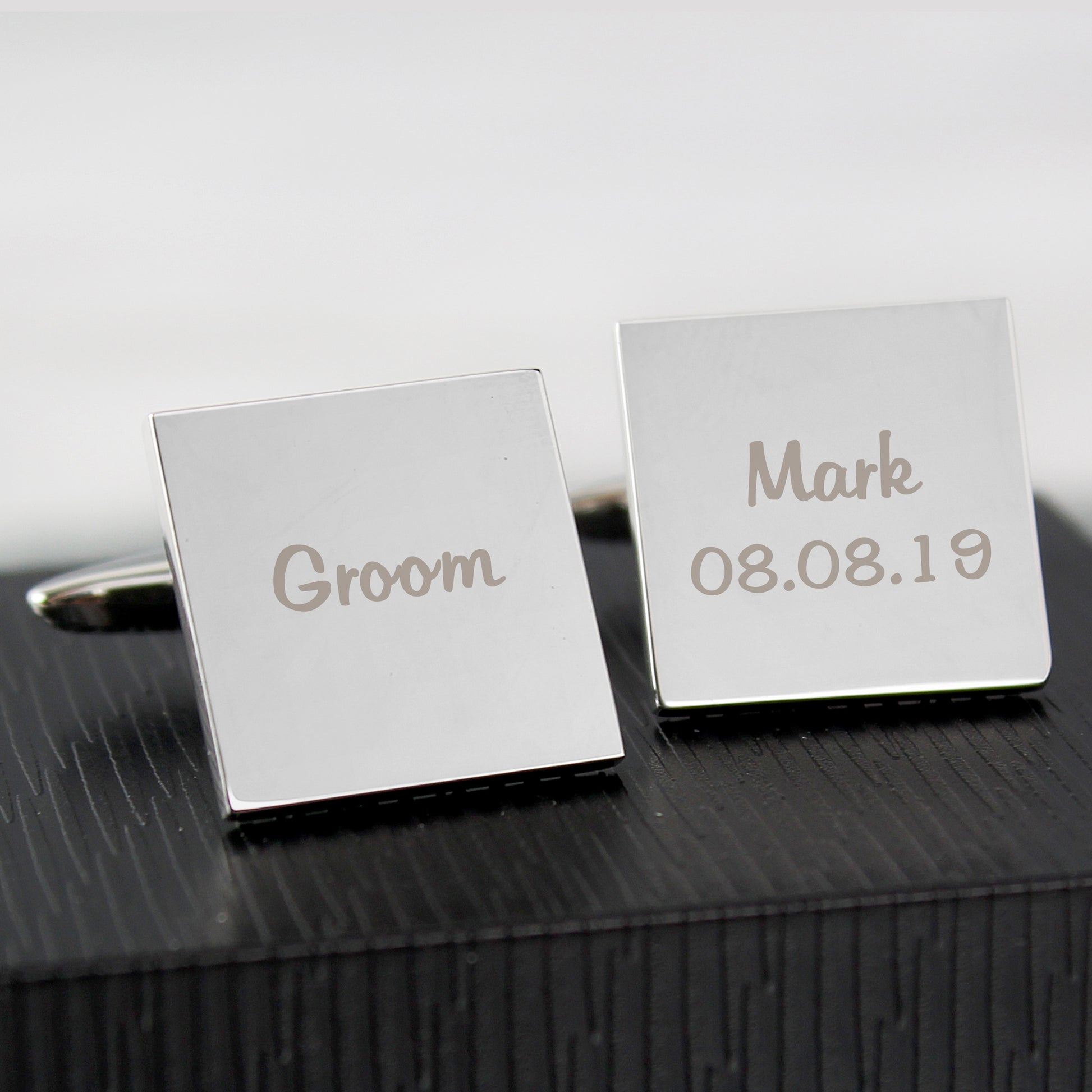Personalised Wedding Role Square Cufflinks -1 line - MK&JD Gifts