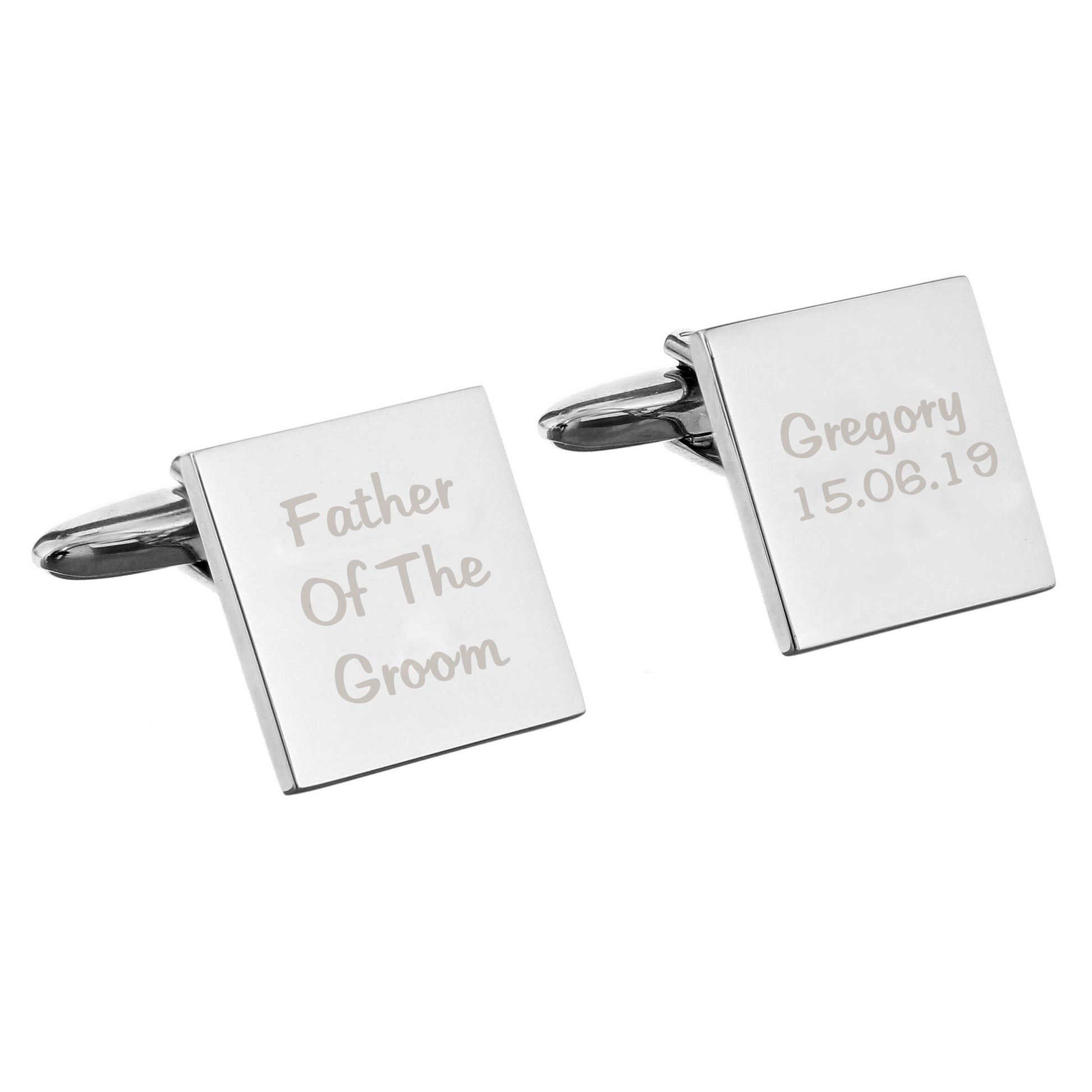 Personalised Wedding Role Square Cufflinks -3 lines - MK&JD Gifts