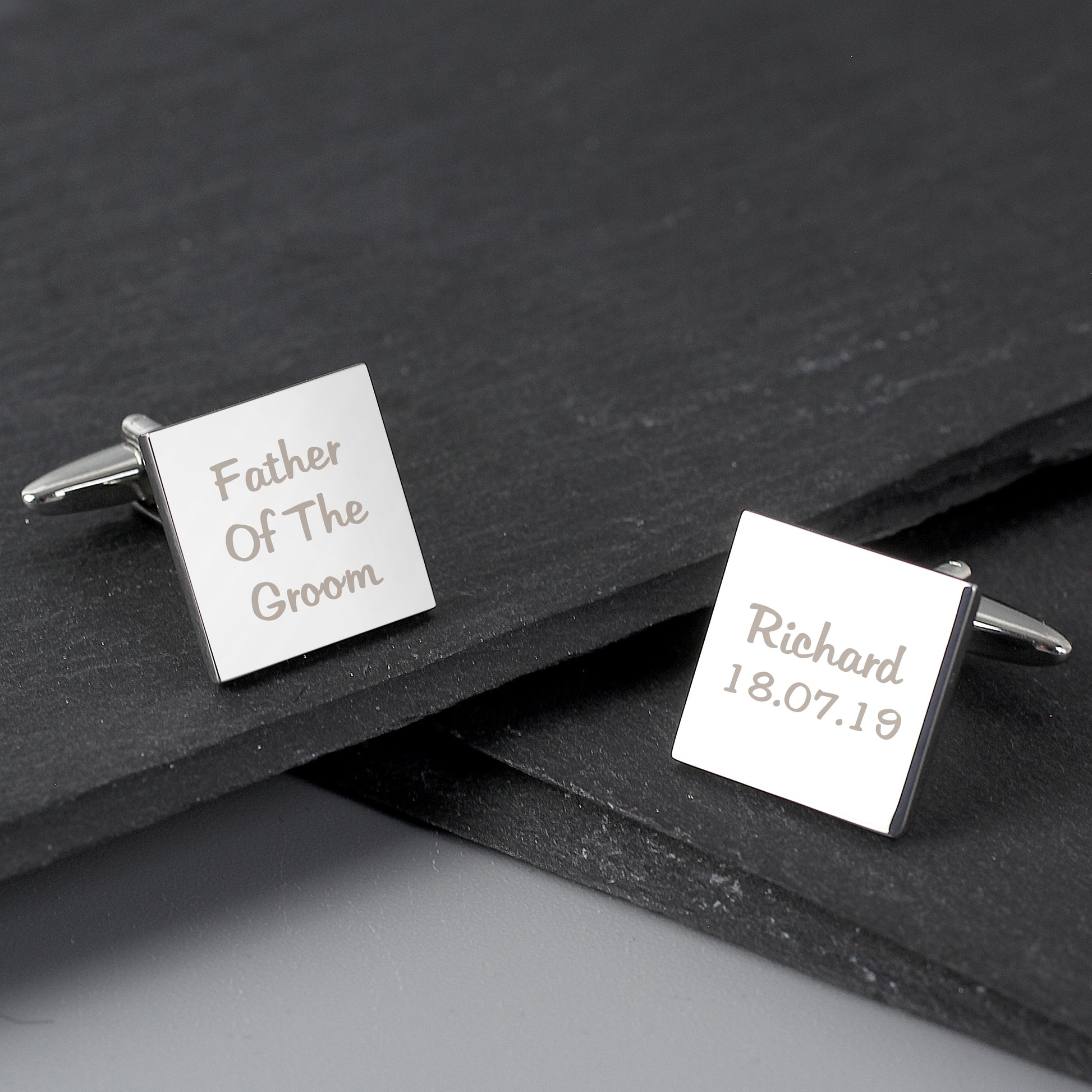 Personalised Wedding Role Square Cufflinks -3 lines - MK&JD Gifts