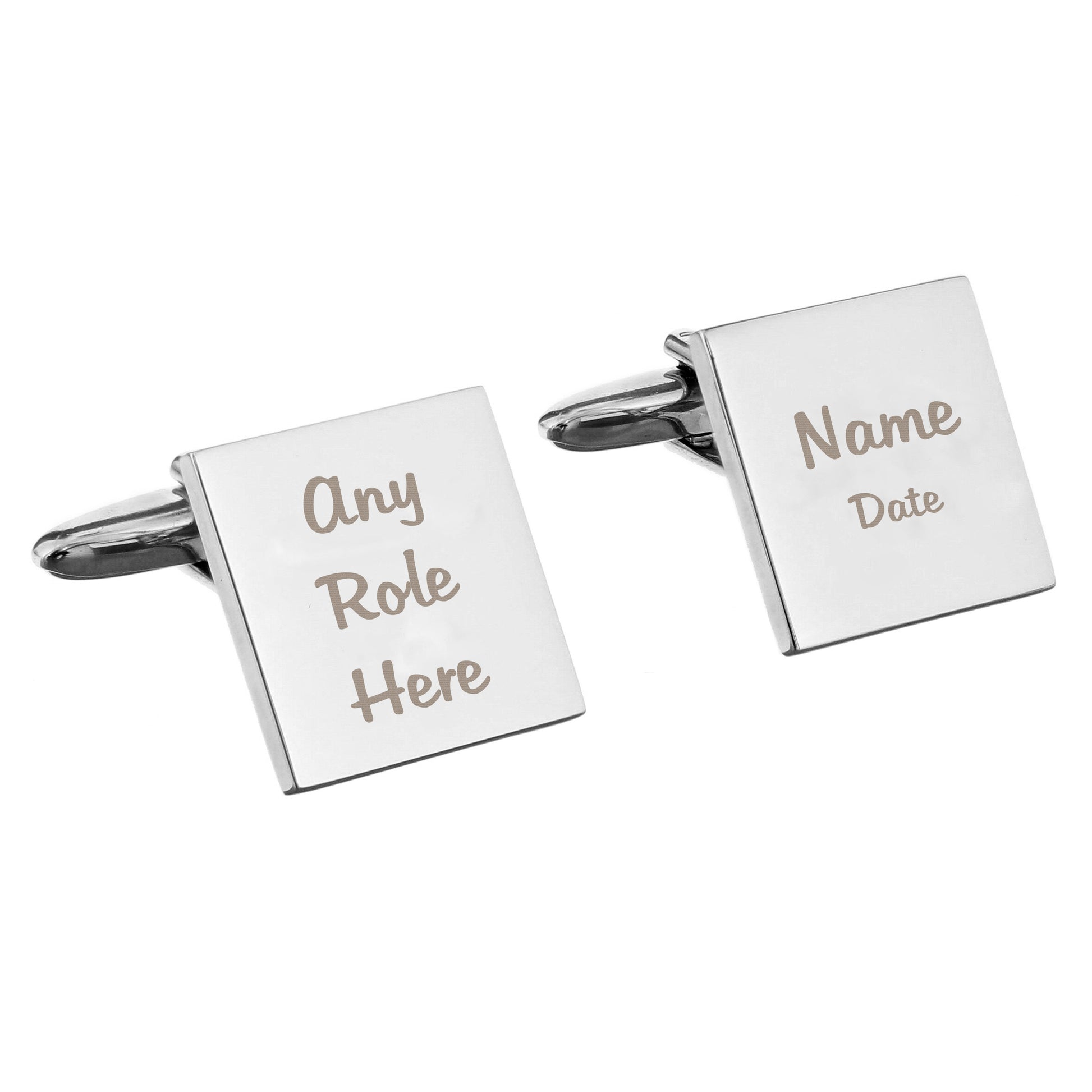 Personalised Wedding Role Square Cufflinks -3 lines - MK&JD Gifts