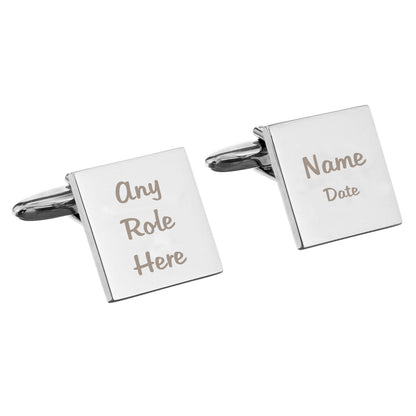 Personalised Wedding Role Square Cufflinks -3 lines - MK&JD Gifts