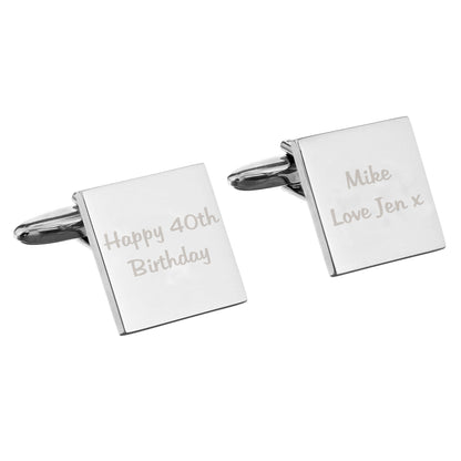 Personalised Any Message Square Cufflinks - 2 lines - MK&JD Gifts