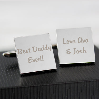 Personalised Any Message Square Cufflinks - 2 lines - MK&JD Gifts