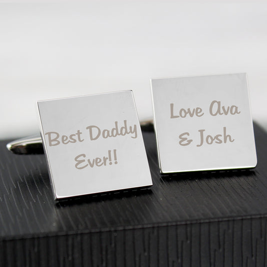 Personalised Any Message Square Cufflinks - 2 lines - MK&JD Gifts