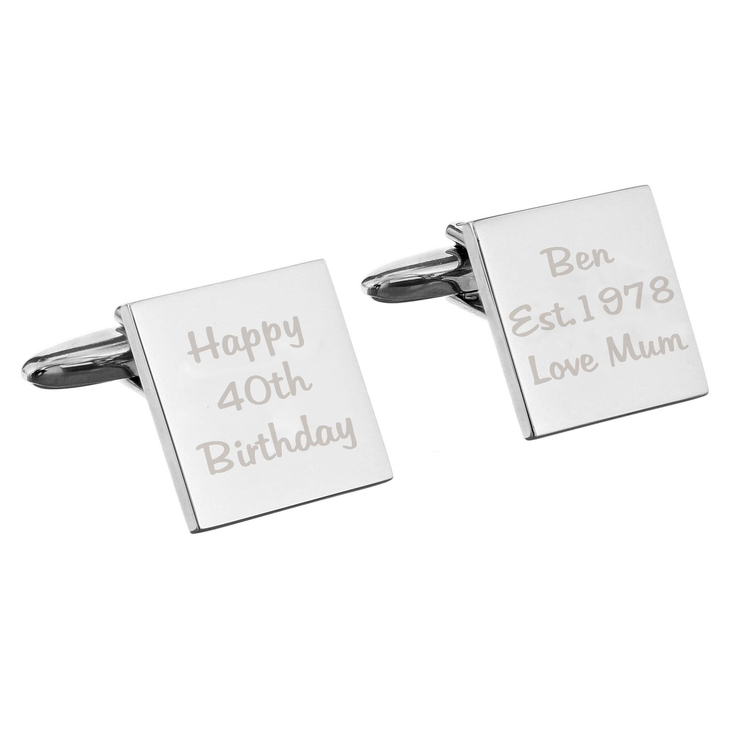 Personalised Any Message Square Cufflinks - 3 lines - MK&JD Gifts