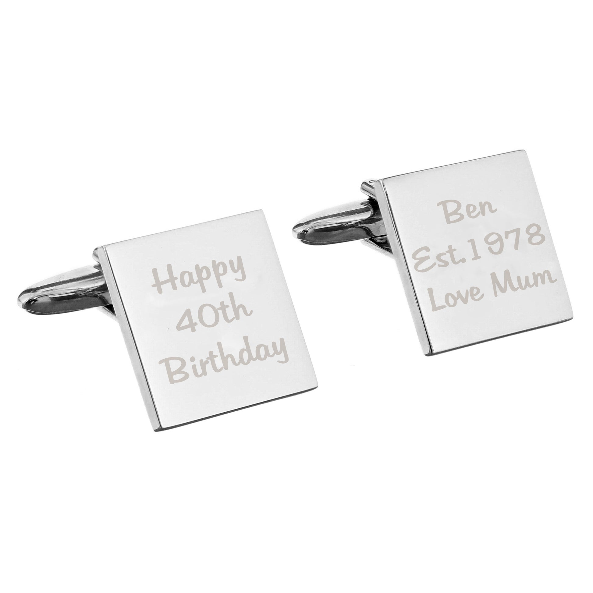 Personalised Any Message Square Cufflinks - 3 lines - MK&JD Gifts