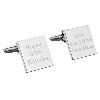 Personalised Any Message Square Cufflinks - 3 lines - MK&JD Gifts