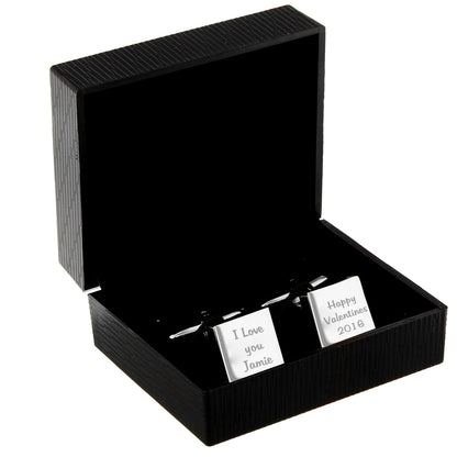 Personalised Any Message Square Cufflinks - 3 lines - MK&JD Gifts