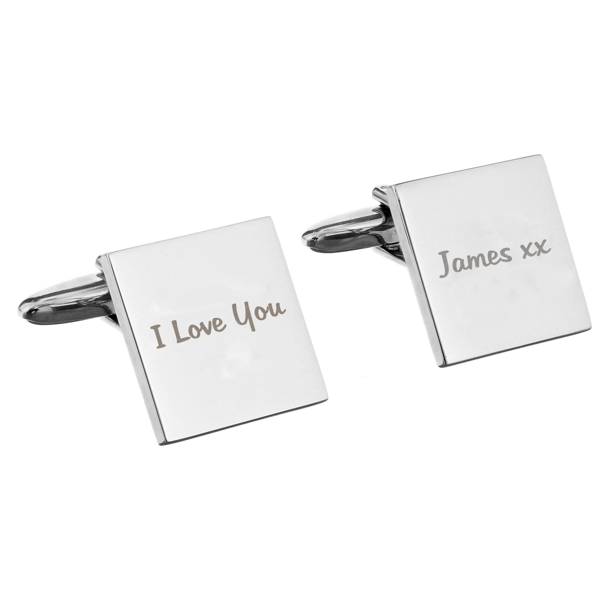 Personalised Any Message Square Cufflinks - 1 line - MK&JD Gifts