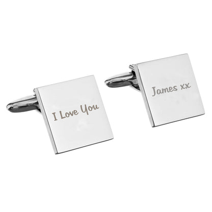 Personalised Any Message Square Cufflinks - 1 line - MK&JD Gifts